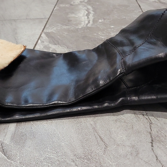 UGG knee high black leather shearling platform boots - Picture 4 of 4